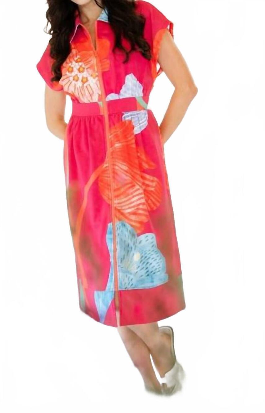NEW ALDEN ADAIR belle midi dress in pink florance